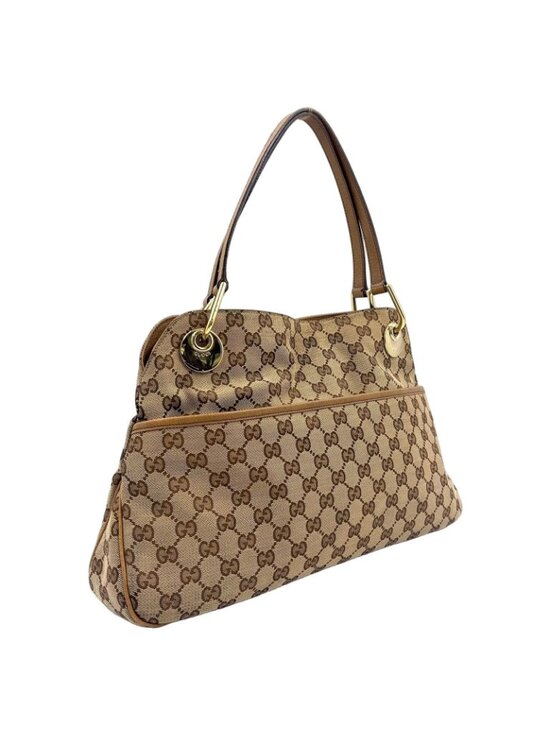 ✰VENDIDO✰ Gucci Eclipse tote bag 2000 Gucci Eclipse GG Canvas Leather Brown Tote Gold